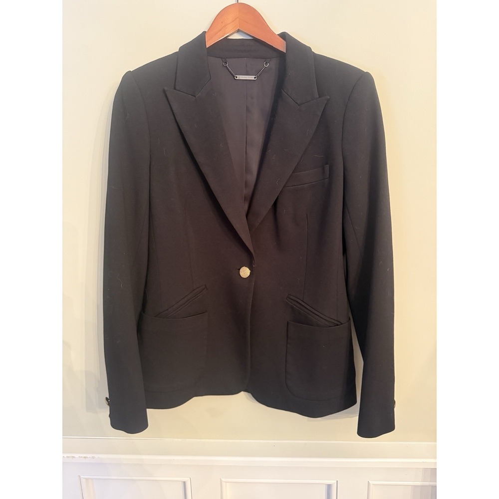 Trina Turk Black Single Gold Button Closure Blazer Jacket Size M/8 - Picture 3 of 10